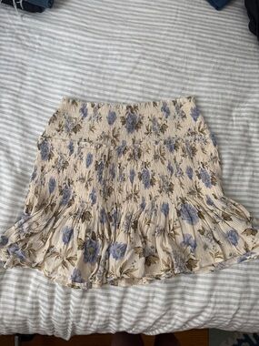 American Eagle Outfitters Cream Mini Skirt with Lavender Floral Print